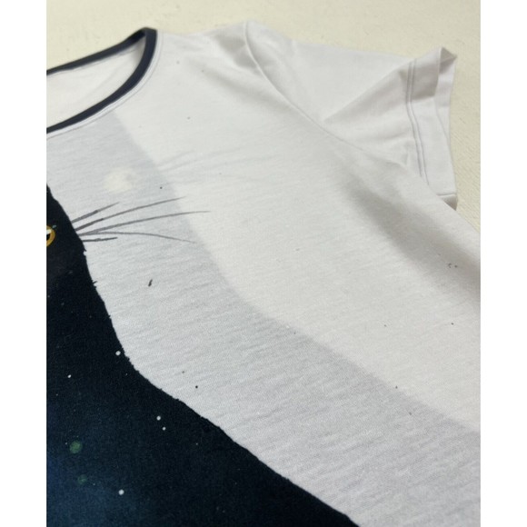 Lora Zombie Herotime Black Space Cat Kitty Galaxy S/S Shirt Top Sz M RARE - Picture 4 of 5